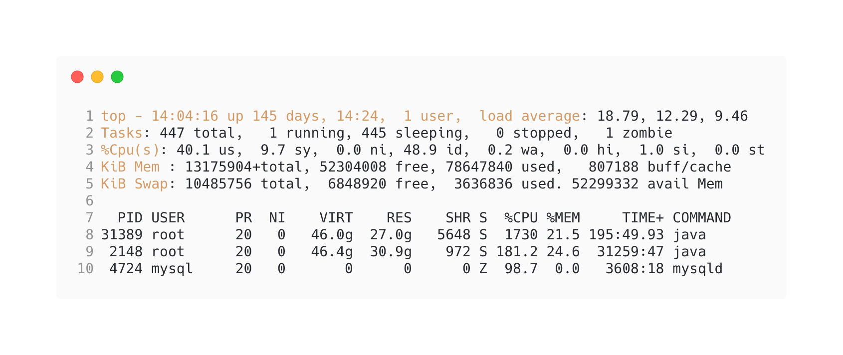 Linux服务器的晴雨表——top命令